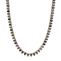TLV Premium Multi-Tourmaline, White Zircon Necklace (18 Inches) in Platinum Over Sterling Silver 22.25 ctw