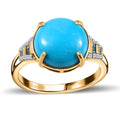 Luxoro 10K Yellow Gold Premium Sleeping Beauty Turquoise, Blue and White Diamond I2 Ring (Size 7.0) 5.50 ctw - Sticky add to cart bar
