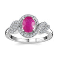 Premium Montepuez Ruby and White Zircon Halo Ring in Platinum Over Sterling Silver (Size 10.0) 1.50 ctw - Sticky add to cart bar