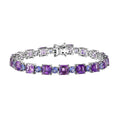 Asscher Cut Moroccan Amethyst and Tanzanite Bracelet in Platinum Over Sterling Silver (7.25 In) 22.10 ctw (Del. in 10-12 Days) - Sticky add to cart bar
