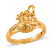 24K Yellow Gold Electroform Lucky Bag Ring (Size 6.0) 2 Grams