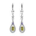 Premium Sava Sphene and Multi Gemstone Lever Back Earrings in Platinum Over Sterling Silver 1.00 ctw - Sticky add to cart bar