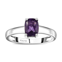 African Amethyst Solitaire Ring in Platinum Over Sterling Silver (Size 10.0) 1.30 ctw
