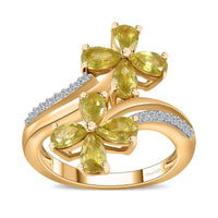 Premium Sava Sphene, White Zircon Ring in Vermeil YG Over Sterling Silver (Size 6.0) 2.15 ctw