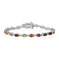 Multi-Tourmaline and White Zircon Bracelet in Platinum Over Sterling Silver (6.50 In) 5.50 ctw (Del. in 5-7 Days) - Sticky add to cart bar