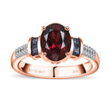 Luxoro 10K Rose Gold Premium Tanzanian Wine Garnet and Blue Sapphire and G-H I2 Diamond Ring (Size 10.0) 2.60 ctw - Sticky add to cart bar
