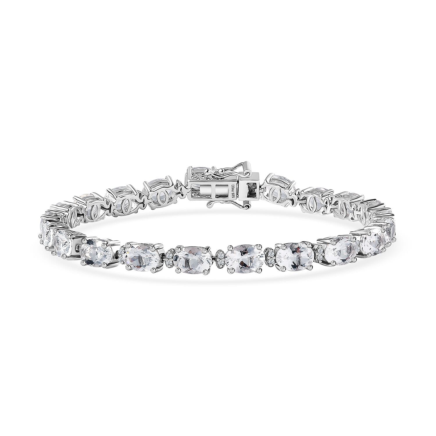 Brazilian Petalite and White Zircon Bracelet in Platinum Over Sterling Silver (7.25 In) 12.40 ctw