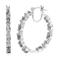 Brazilian Petalite and White Zircon 4.30 ctw Inside Out Hoop Earrings in Platinum Over Sterling Silver - Sticky add to cart bar