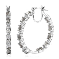 Brazilian Petalite and White Zircon 4.30 ctw Inside Out Hoop Earrings in Platinum Over Sterling Silver