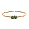 Luxoro 10K Yellow Gold Natural Calabar Green Tourmaline, Diamond (G-H, I2) (0.15 cts) Cuff Bracelet (7.25 In) (4.15 g) 2.35 ctw - Sticky add to cart bar
