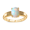 Bali Legacy Ethiopian Welo Opal and Yellow Diamond Ring in Vermeil Yellow Gold Over Sterling Silver (Size 10.0) 1.30 ctw - Sticky add to cart bar