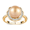 Golden South Sea Pearl, Diamond Ring in Vermeil YG Over Sterling Silver (Size 10.0) 0.40 ctw - Sticky add to cart bar