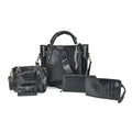 TLV Set of 5pcs Black Crocodile Embossed Faux Leather Tote Bag, Crossbody Bag, Wrist Pouch, Wallet and Card Holder (7.5"x3.9" - 9.8"x4.7"x9.4") - Sticky add to cart bar