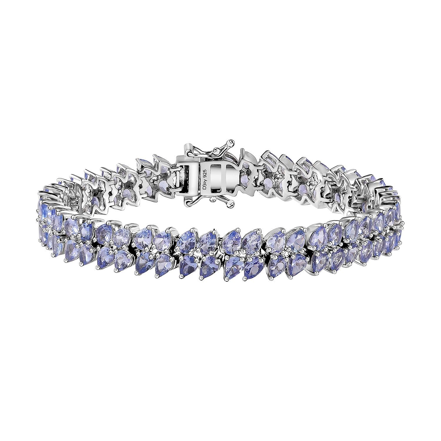 Tanzanite 2 Row Bracelet in Platinum Over Sterling Silver (6.50 In) 12.70 ctw