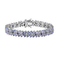 Tanzanite 2 Row Bracelet in Platinum Over Sterling Silver (6.50 In) 12.70 ctw - Sticky add to cart bar