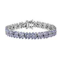 Tanzanite 2 Row Bracelet in Platinum Over Sterling Silver (6.50 In) 12.70 ctw