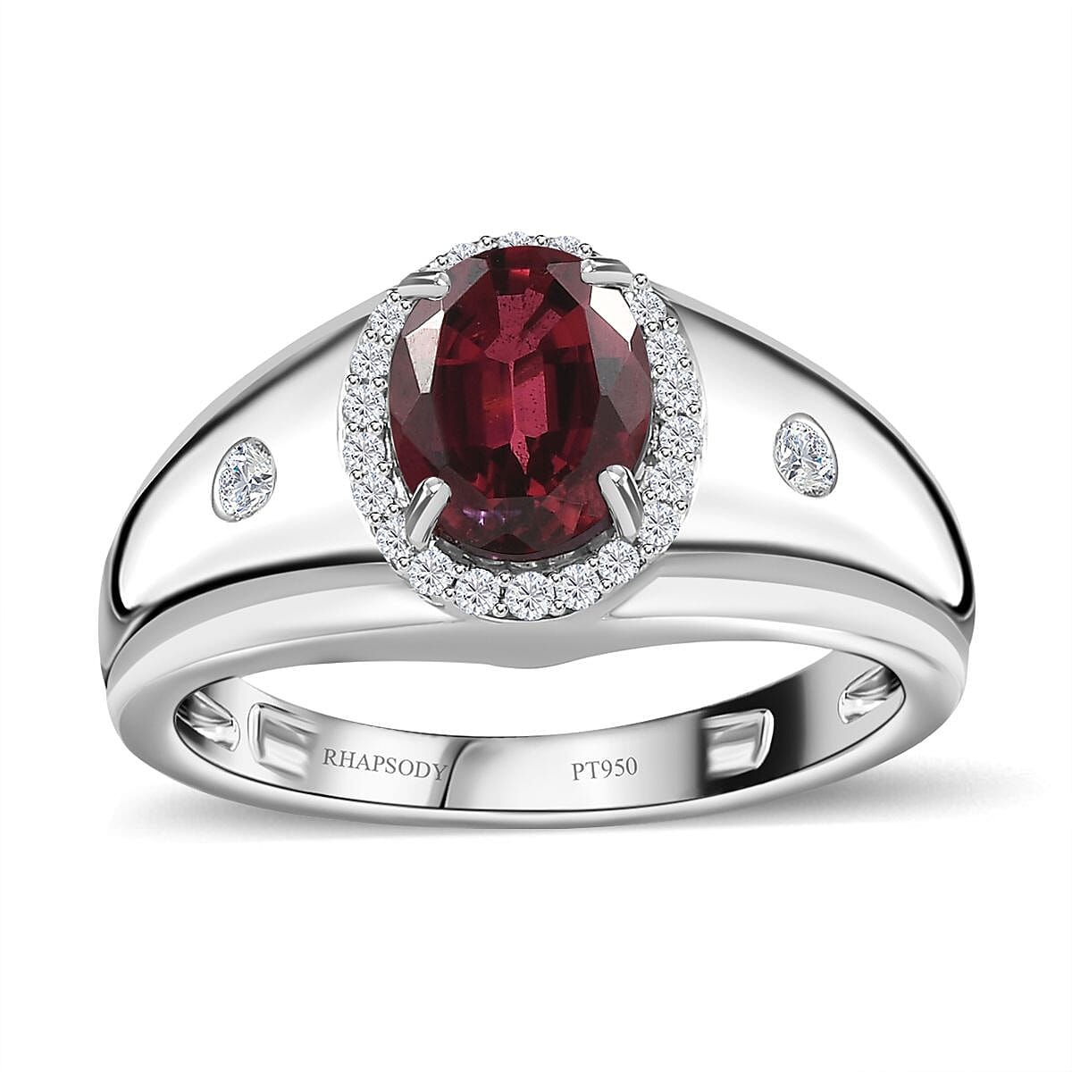 Rhapsody 950 Platinum AAAA Ouro Fino Rubellite and E-F VS2 Diamond Men's Ring (Size 10.0) 9.75 Grams 2.20 ctw (Del. in 10-12 Days)