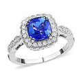 18K White Gold AAA Tanzanite and G-H SI Diamond Ring 6.10 Grams 2.35 ctw - Sticky add to cart bar
