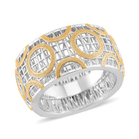 14K Yellow Gold Over and Rhodium Over Sterling Silver Ring 3.65 Grams