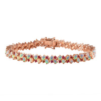 Bali Legacy Ethiopian Welo Opal and Orissa Rhodolite Garnet Bracelet in Vermeil Rose Gold Over Sterling Silver (8.00 In) 10.75 ctw