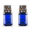 Tanzanian Blue Spinel (DF), White and Champagne Zircon Earrings in Platinum Over Sterling Silver 1.40 ctw - Sticky add to cart bar