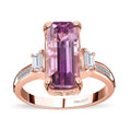 AAA Patroke Kunzite, Moissanite Ring in Vermeil RG Over Sterling Silver (Size 8.0) 6.85 ctw - Sticky add to cart bar
