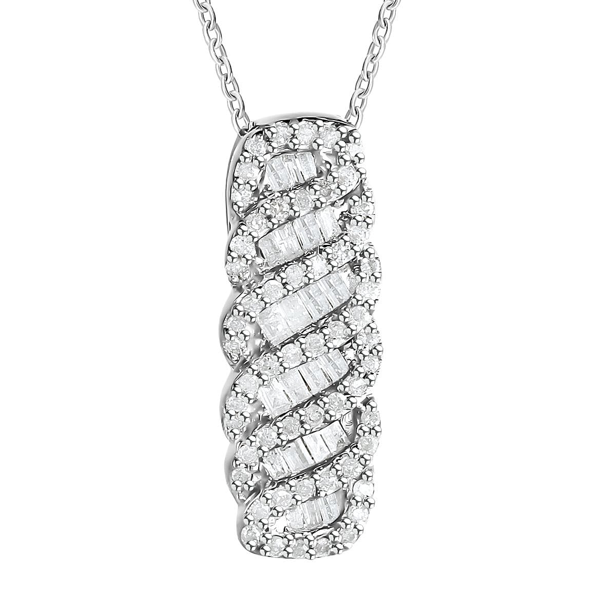Diamond Pendant in Platinum Over Sterling Silver 0.50 ctw