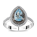 Luxoro 10K White Gold Premium Santa Maria Aquamarine, Natural Champagne and White Diamond I2-I3 Ring (Size 7.0) 1.40 ctw - Sticky add to cart bar