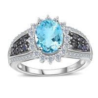 Premium Mangoro Aquamarine, Multi Gemstone Ring in Platinum Over Sterling Silver (Size 9.0) 2.90 ctw