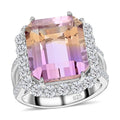 Bi-Color Ametrine and Moissanite Ring in Sterling Silver (Size 10.0) 11.85 ctw - Sticky add to cart bar
