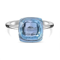 Sky Blue Topaz Ring in Rhodium Over Sterling Silver (Size 9.0) 10.30 ctw