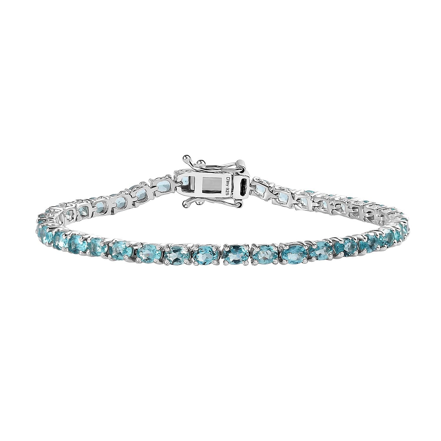 TLV Madagascar Paraiba Apatite Bracelet in Platinum Over Sterling Silver (6.50 In) 6.30 ctw