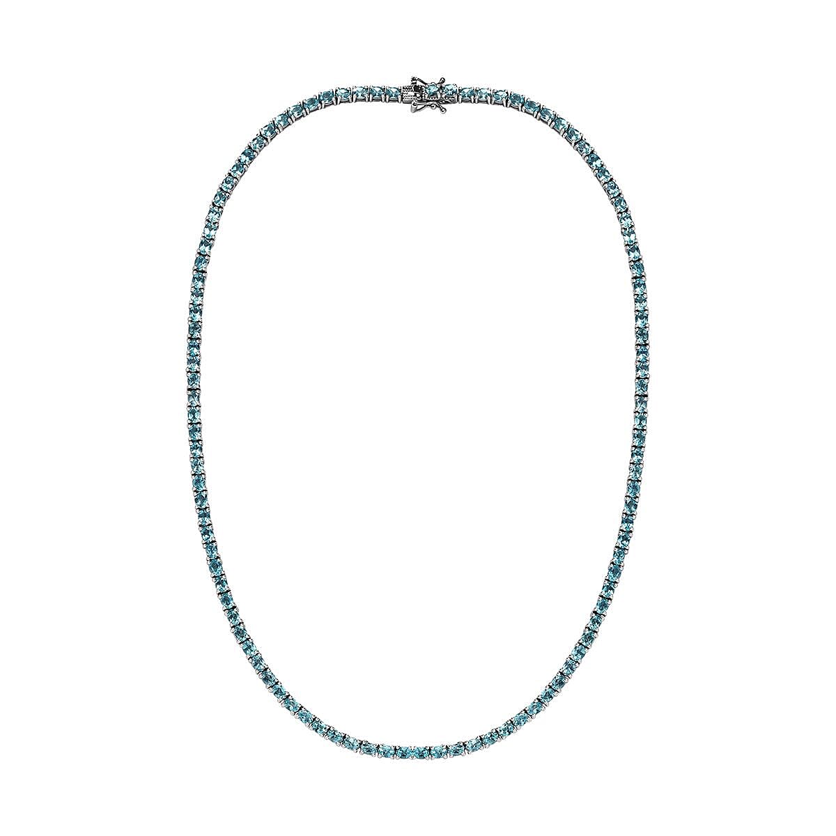 Betroka Blue Apatite Tennis Necklace 18 Inches in Platinum Over Sterling Silver 18.35 ctw