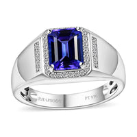 Rhapsody AAAA Tanzanite and E-F VS2 Diamond 2.75 ctw Men's Ring in 950 Platinum (Size 10.0) 10.90 Grams