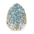 Mega Clearance Madagascar Paraiba Apatite Cluster Ring in Vermeil YG and Platinum Over Sterling Silver 7.10 ctw - Sticky add to cart bar