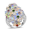TLV Premium Ethiopian Welo Opal, Multi Gemstone Ring in Platinum Over Sterling Silver (Size 10.0) 5.75 ctw - Sticky add to cart bar