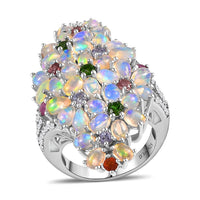 TLV Premium Ethiopian Welo Opal, Multi Gemstone Ring in Platinum Over Sterling Silver (Size 10.0) 5.75 ctw