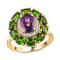 Moroccan Amethyst and Multi Gemstone Floral Ring in Vermeil Yellow Gold Over Sterling Silver (Size 10.0) 3.30 ctw - Sticky add to cart bar