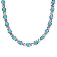 Premium Sleeping Beauty Turquoise 23.80 ctw Necklace 18-20 Inches in Platinum Over Sterling Silver