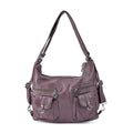 Purple Faux Leather 2 In 1 Crossbody Bag / Backpack (13"x4.7"x11.8") with Shoulder Strap (51") - Sticky add to cart bar