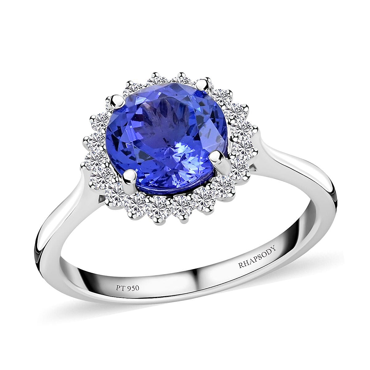 Tony Diniz Collection Certified & Appraised Rhapsody 950 Platinum AAAA Tanzanite and E-F VS Diamond Ring 6 Grams 3.50 ctw