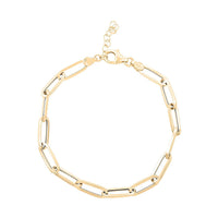 Stiletto Paperclip Italian 10K Yellow Gold Chain Bracelet (7.00-8.0In) 2.21 Grams