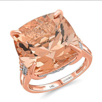 TONY DINIZ COLLECTION Luxoro 14K Rose Gold AAAA Marropino Morganite, Diamond (G-H, I2) (0.40 cts) Ring (Size 10.0) 13.25 ctw