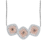 Modani 14K Rose and White Gold VS-SI Natural Pink and White Diamond Necklace 18 Inches 5.85 Grams 1.40 ctw