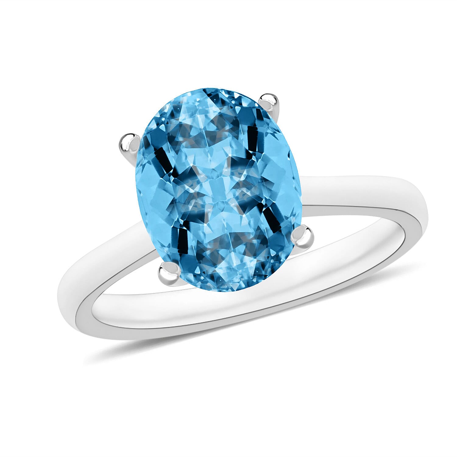 Rhapsody 950 Platinum AAAA Santa Maria Aquamarine Solitaire Ring (Size 10.0) 5.50 Grams 2.60 ctw