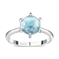 Premium Larimar Solitaire Ring in Platinum Over Sterling Silver (Size 10.0) 2.25 ctw - Sticky add to cart bar