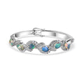 Ethiopian Welo Opal and White Zircon Bangle Bracelet in Platinum Over Sterling Silver (7.25 In) 6.00 ctw - Sticky add to cart bar