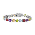 Multi Gemstone Heart Bracelet in Platinum Over Sterling Silver (6.50 In) 22.65 ctw - Sticky add to cart bar
