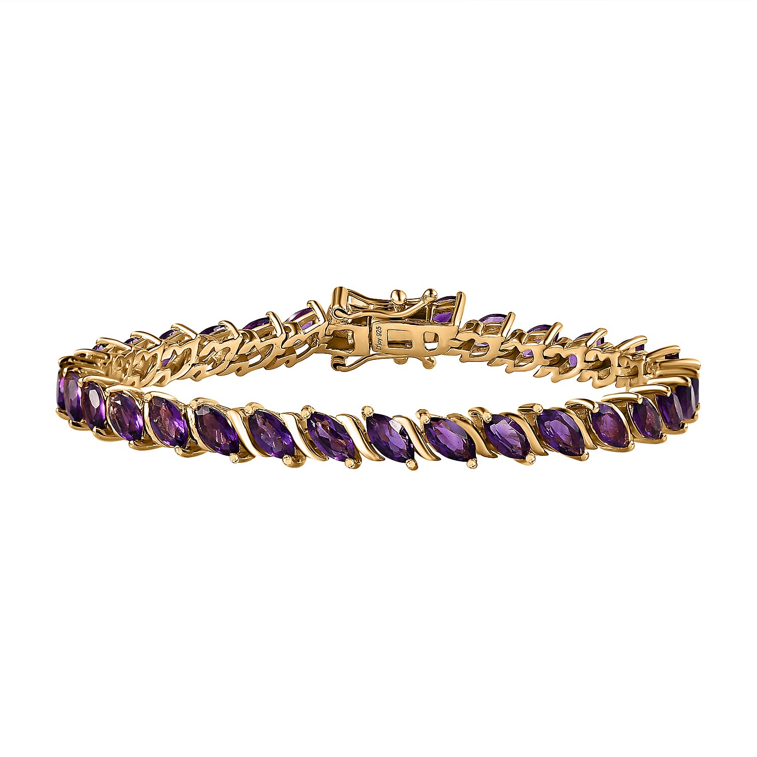 Premium African Amethyst Tennis Bracelet in Vermeil YG Over Sterling Silver (6.50 In) 7.25 ctw