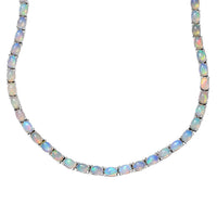 Ethiopian Welo Opal and Diamond Necklace 18 Inches in Platinum Over Sterling Silver 22.90 ctw